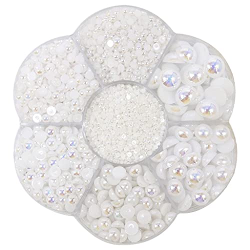 2800 Teile/satz Halbperle Flatback Perlen Satin Glanz Kunststoff für Hochzeitskleid Weiß von Adoorniequea