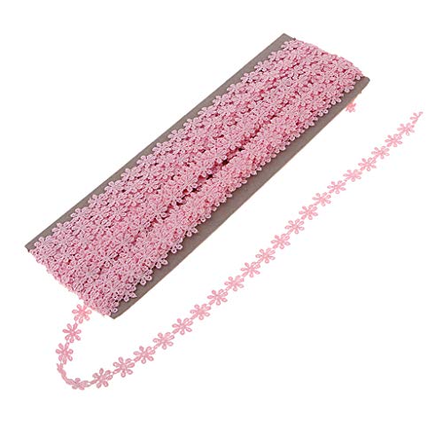 Spitzenband mit Gänseblümchen-Motiv, 12 mm, 13,7 m, Pink von Adoorniequea
