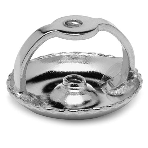 Einzelner 14-karätiger massiver Weißgold-Ohrring-Ersatz, Gewindeschrauben, hochwertig gestanzt, Pfostengröße 0,76 cm, Pad-Größe 6,4 mm, 1 Rückseite von Adora Fine Jewelry