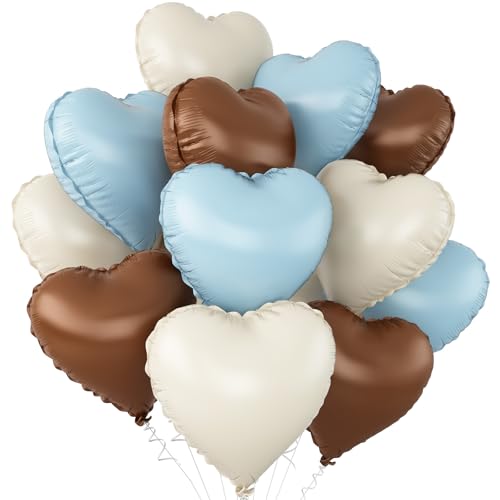 Blau-braune Herzballons, 45,7 cm, babyblau, kaffeefarben, herzförmige Folienballons aus Helium-Folie, Polyester-Folie, für Babyparty, Geburtstag, Jahrestag, Hochzeit, Verlobung, Bär Blau-braune Herzballons, 45,7 cm, babyblau, kaffeefarben, herzförmige Folienballons aus Helium-Folie, Polyester-Folie, für Babyparty, Geburtstag, Jahrestag, Hochzeit, Verlobung, Bär von Adorely