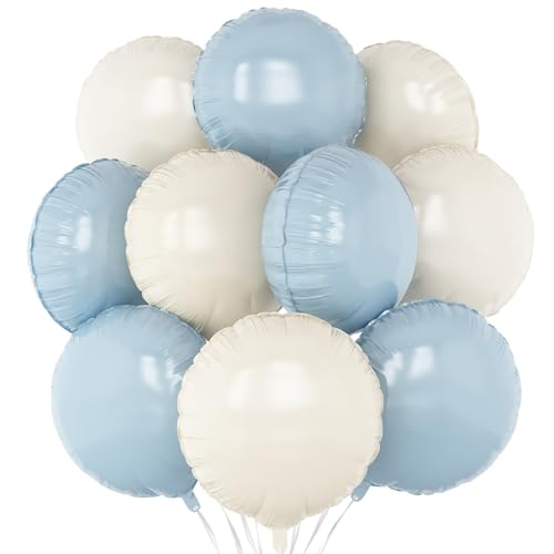 Blau-weiße, runde Folienballons, 20 Stück, cremeweiße, runde Luftballons, 45,7 cm, Heliumballon für Geburtstag, Hochzeit, Brautparty, Junggesellinnenabschied, Partydekoration Blau-weiße, runde Folienballons, 20 Stück, cremeweiße, runde Luftballons, 45,7 cm, Heliumballon für Geburtstag, Hochzeit, Brautparty, Junggesellinnenabschied, Partydekoration von Adorely