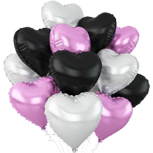 Herzballons in Herzform, 45,7 cm, Schwarz, Lila, Helium-Folie, Helium-Mylar-Luftballons für Babyparty, Geburtstag, Jahrestag, Hochzeit, Verlobung, Party, Dekorationen, 12 Stück Herzballons in Herzform, 45,7 cm, Schwarz, Lila, Helium-Folie, Helium-Mylar-Luftballons für Babyparty, Geburtstag, Jahrestag, Hochzeit, Verlobung, Party, Dekorationen, 12 Stück von Adorely