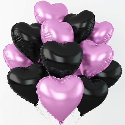 Herzballons in Herzform, 45,7 cm, cremefarben, lila, schwarz, herzförmig, Helium-Mylar-Luftballons für Babyparty, Geburtstag, Jahrestag, Hochzeit, Verlobung, Party-Dekorationen, 12 Stück Herzballons in Herzform, 45,7 cm, cremefarben, lila, schwarz, herzförmig, Helium-Mylar-Luftballons für Babyparty, Geburtstag, Jahrestag, Hochzeit, Verlobung, Party-Dekorationen, 12 Stück von Adorely