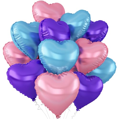 Herzballons in Herzform, blau, rosa, lila, rosa, herzförmig, Helium-Folie, Polyester-Folie, für Babyparty, Geburtstag, Jahrestag, Hochzeit, Verlobung, Party, Dekorationen, 12 Stück Herzballons in Herzform, blau, rosa, lila, rosa, herzförmig, Helium-Folie, Polyester-Folie, für Babyparty, Geburtstag, Jahrestag, Hochzeit, Verlobung, Party, Dekorationen, 12 Stück von Adorely