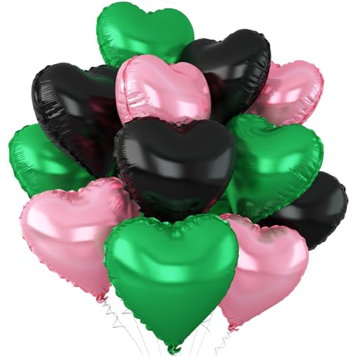 Herzballons in Herzform, für Babyparty, Hexen-Thema, Geburtstag, Jahrestag, Party-Dekoration, 45,7 cm, Schwarz / Grün / Rosa, 12 Stück Herzballons in Herzform, für Babyparty, Hexen-Thema, Geburtstag, Jahrestag, Party-Dekoration, 45,7 cm, Schwarz / Grün / Rosa, 12 Stück von Adorely
