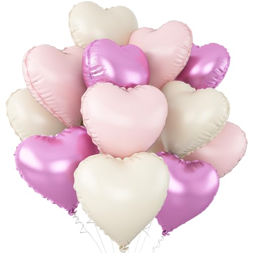 Luftballons in Herzform, Rosa, Lila, Weiß, Herzform, Helium-Mylar-Ballons für Babyparty, Geburtstag, Jahrestag, Hochzeit, Verlobung, Party, Dekorationen, 45,7 cm, Rosa, Lila, Creme, Weiß, 12 Stück Luftballons in Herzform, Rosa, Lila, Weiß, Herzform, Helium-Mylar-Ballons für Babyparty, Geburtstag, Jahrestag, Hochzeit, Verlobung, Party, Dekorationen, 45,7 cm, Rosa, Lila, Creme, Weiß, 12 Stück von Adorely
