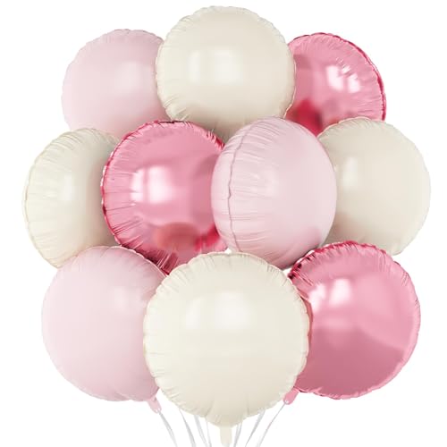 Pink-weiße runde Folienballons, 20 Stück, hellrosa, cremeweiß, runde Luftballons, 45,7 cm, Heliumballon für Babyparty, Geburtstag, Jahrestag, Hochzeit, Party-Dekorationen Pink-weiße runde Folienballons, 20 Stück, hellrosa, cremeweiß, runde Luftballons, 45,7 cm, Heliumballon für Babyparty, Geburtstag, Jahrestag, Hochzeit, Party-Dekorationen von Adorely