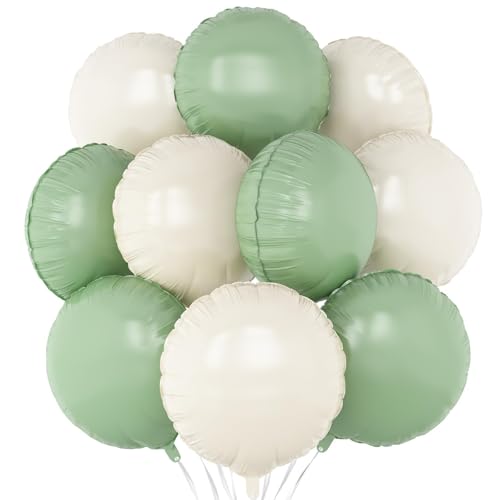 Runde Folienballons in Salbeigrün, cremeweiß, 20 Stück, runde Luftballons, 45,7 cm, Heliumballon für Babyparty, Geburtstag, Jahrestag, Hochzeit, Party-Dekoration Runde Folienballons in Salbeigrün, cremeweiß, 20 Stück, runde Luftballons, 45,7 cm, Heliumballon für Babyparty, Geburtstag, Jahrestag, Hochzeit, Party-Dekoration von Adorely