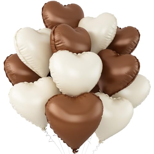 Sandweiß-braune Herz-Luftballons, 45,7 cm, cremeweiß, kaffeebraun, herzförmige Folie, Helium-Mylar-Luftballons für Babyparty, Geburtstag, Jahrestag, Hochzeit, Verlobung, Party-Dekorationen Sandweiß-braune Herz-Luftballons, 45,7 cm, cremeweiß, kaffeebraun, herzförmige Folie, Helium-Mylar-Luftballons für Babyparty, Geburtstag, Jahrestag, Hochzeit, Verlobung, Party-Dekorationen von Adorely