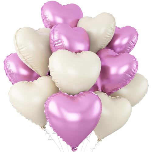 Violette, cremeweiße Herzballons, 45,7 cm, cremefarben, lila, sandweiß, herzförmige Folienballons aus Mylar, für Babyparty, Geburtstag, Jahrestag, Hochzeit, Verlobung, Party-Dekorationen Violette, cremeweiße Herzballons, 45,7 cm, cremefarben, lila, sandweiß, herzförmige Folienballons aus Mylar, für Babyparty, Geburtstag, Jahrestag, Hochzeit, Verlobung, Party-Dekorationen von Adorely