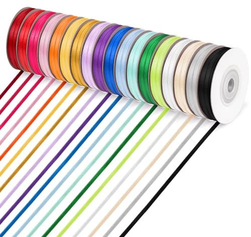 Adorfine Satinband 3mm, 18Stück x 20m Doppelseitig Geschenkband Geschenkverpackung Dekoband Schleifenband zum Luftballons Blume Handgefertigt Weihnachten Geburtstag Hochzeit Party Dekoration Adorfine Satinband 3mm, 18Stück x 20m Doppelseitig Geschenkband Geschenkverpackung Dekoband Schleifenband zum Luftballons Blume Handgefertigt Weihnachten Geburtstag Hochzeit Party Dekoration von Adorfine