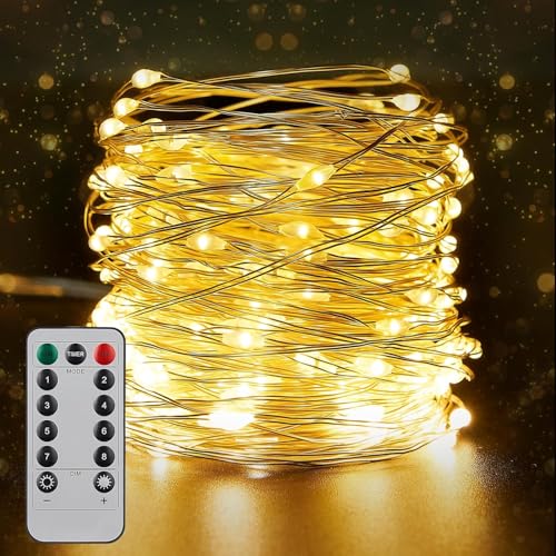 Adoric Lichterkette außen 20m, 200 LED Lichterkette, USB Lichterkette innen, Lichterkette Weihnachtsbaum, Lichterkette außen Timer für Schlafzimmer, Party, Hochzeit, Weihnachten [Energieklasse A] von Adoric