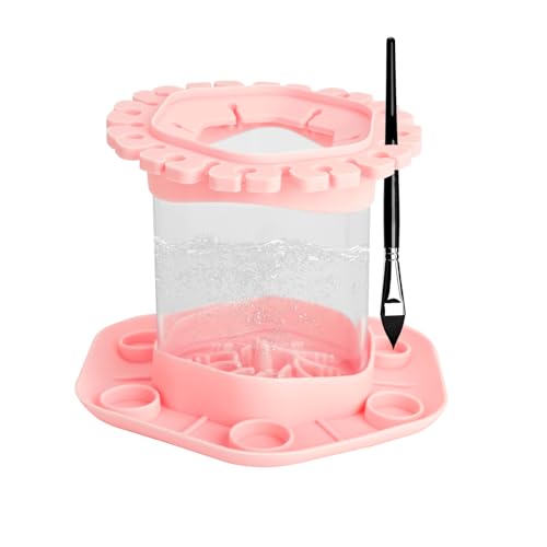 Adorila Pinsel-Reiniger, Spülbecher, Silikon-Pinselhalter und Pinselreiniger, Pinsel-Reinigungswerkzeug für Acryl, Aquarell, Farben auf Wasserbasis (Rosa) von Adorila