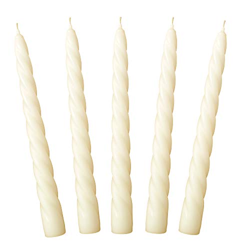 Edle Spiralkerzen Vintage No. 1 in Creme Matt - 5 Stück Twisted Candles I gedrehte Spiral Kerzen Stabkerzen Spitzkerzen - 23 x 2,2 cm - Trendkerzen von Adpal