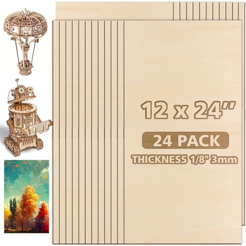 Adrattnay 24 Stück Lindenholzplatten, 3 mm Sperrholzplatten zum Laserschneiden und Gravieren, 0,3 cm großes Lindenholz, unlackiertes Laserholz für Modellhandwerk und DIY-Ornamente Adrattnay 24 Stück Lindenholzplatten, 3 mm Sperrholzplatten zum Laserschneiden und Gravieren, 0,3 cm großes Lindenholz, unlackiertes Laserholz für Modellhandwerk und DIY-Ornamente von Adrattnay