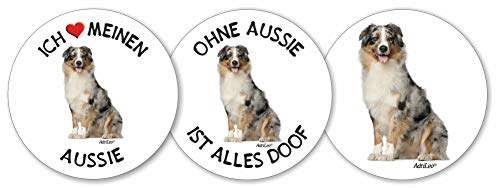 AdriLeo - Runde Aufkleber 3er-Set - Aussie Blue-Merle - Deko Autoaufkleber Sticker Hund AdriLeo - Runde Aufkleber 3er-Set - Aussie Blue-Merle - Deko Autoaufkleber Sticker Hund von AdriLeo