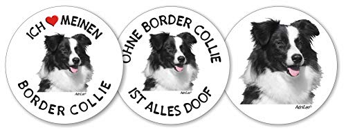 AdriLeo - Runde Aufkleber 3er-Set - Border Collie - Deko Autoaufkleber Sticker Hund von AdriLeo