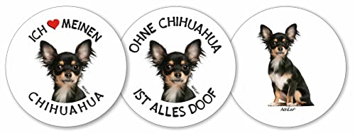 AdriLeo - Runde Aufkleber 3er-Set - Chihuahua - Deko Autoaufkleber Sticker Hund von AdriLeo