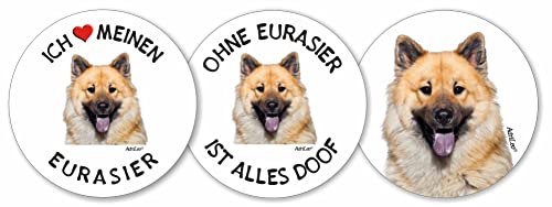 AdriLeo - Runde Aufkleber 3er-Set - Eurasier - Deko Autoaufkleber Sticker Hund von AdriLeo