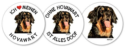 AdriLeo - Runde Aufkleber 3er-Set - Hovawart - Deko Autoaufkleber Sticker Hund von AdriLeo