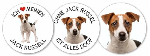 AdriLeo - Runde Aufkleber 3er-Set - Jack Russell Terrier - Deko Autoaufkleber Sticker Hund von AdriLeo