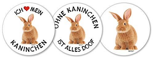 AdriLeo - Runde Aufkleber 3er-Set - Kaninchen - Deko Autoaufkleber Sticker Hase Nager AdriLeo - Runde Aufkleber 3er-Set - Kaninchen - Deko Autoaufkleber Sticker Hase Nager von AdriLeo
