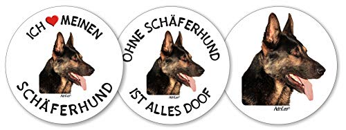AdriLeo - Runde Aufkleber 3er-Set - deutscher Schäferhund - Deko Autoaufkleber Sticker Hund AdriLeo - Runde Aufkleber 3er-Set - deutscher Schäferhund - Deko Autoaufkleber Sticker Hund von AdriLeo