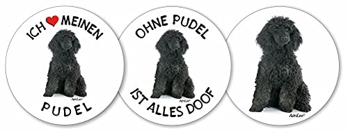 AdriLeo - Runde Aufkleber 3er-Set - schwarzer Pudel - Deko Autoaufkleber Sticker Hund AdriLeo - Runde Aufkleber 3er-Set - schwarzer Pudel - Deko Autoaufkleber Sticker Hund von AdriLeo