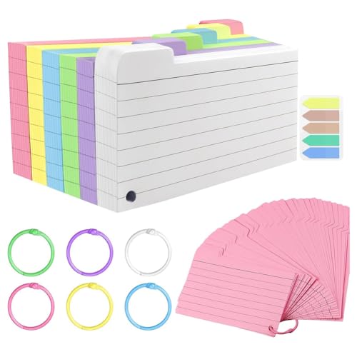Adririv 300er-Pack Karteikarten, 3 X 5 Linierte Karteikarten mit Ring, Farbig Linierte Karteikarten, Beidseitig Bedruckbare Notizkarten Adririv 300er-Pack Karteikarten, 3 X 5 Linierte Karteikarten mit Ring, Farbig Linierte Karteikarten, Beidseitig Bedruckbare Notizkarten von Adririv