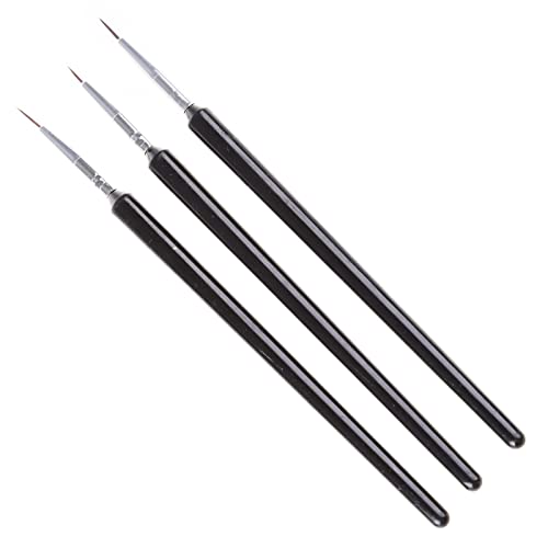 Adrosstoller 3 Stück/Packung Streifen-Kunst-Pinsel-Set für Steinmalerei, feine Kunst, Malerei, 3D-Modellmalerei - Nylon, Schwarz von Adrosstoller