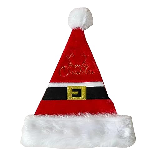 Plüsch-Weihnachtsmütze für Feiertage, Veranstaltung, Weihnachtsmannmütze für Erwachsene und Kinder, bestickte Weihnachtsmannmütze, Party-Requisite Plüsch-Weihnachtsmütze für Feiertage, Veranstaltung, Weihnachtsmannmütze für Erwachsene und Kinder, bestickte Weihnachtsmannmütze, Party-Requisite von Adrosstoller
