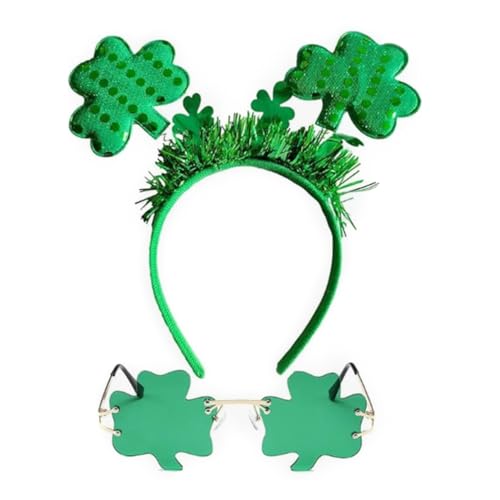 StPatricks Haarreif, Brille, Party, Grün, Kleeblätter, Party, Stirnband, irisches Zubehör, 2 Stück StPatricks Haarreif, Brille, Party, Grün, Kleeblätter, Party, Stirnband, irisches Zubehör, 2 Stück von Adrosstoller