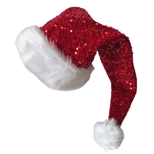 Weihnachtsmütze mit Pailletten und weißer pelziger Krempe für Weihnachtsfeiern, Verkleidungen, Cosplay, Pailletten, besetzt Weihnachtsmütze mit Pailletten und weißer pelziger Krempe für Weihnachtsfeiern, Verkleidungen, Cosplay, Pailletten, besetzt von Adrosstoller