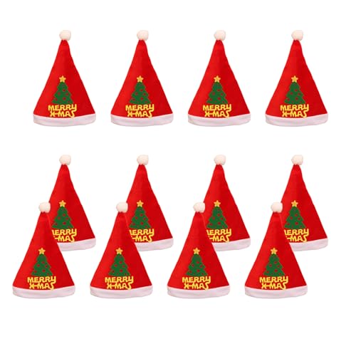 Zarte Weihnachtsmütze, Zubehör für Erwachsene, Weihnachtsmannmütze, Weihnachtskostüm-Zubehör für Weihnachtsfeier, 12 Stück Zarte Weihnachtsmütze, Zubehör für Erwachsene, Weihnachtsmannmütze, Weihnachtskostüm-Zubehör für Weihnachtsfeier, 12 Stück von Adrosstoller