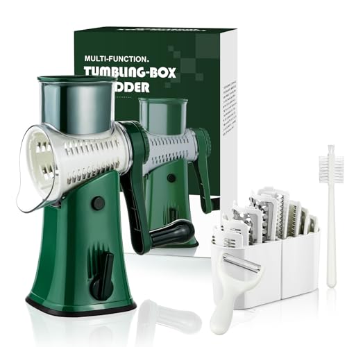 AdrreyuFny Käsereibe mit Kurbel, Trommelreibe mit 5 Austauschbaren Abnehmbare Klinge Gemüsereibe Kitchenaid Gemüseschneider für Gemüse, Obst usw - Grün AdrreyuFny Käsereibe mit Kurbel, Trommelreibe mit 5 Austauschbaren Abnehmbare Klinge Gemüsereibe Kitchenaid Gemüseschneider für Gemüse, Obst usw - Grün von AdrreyuFny