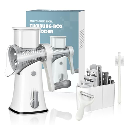 AdrreyuFny Käsereibe mit Kurbel, Trommelreibe mit 5 Austauschbaren Abnehmbare Klinge Gemüsereibe Kitchenaid Gemüseschneider für Gemüse, Obst usw - Weiß AdrreyuFny Käsereibe mit Kurbel, Trommelreibe mit 5 Austauschbaren Abnehmbare Klinge Gemüsereibe Kitchenaid Gemüseschneider für Gemüse, Obst usw - Weiß von AdrreyuFny