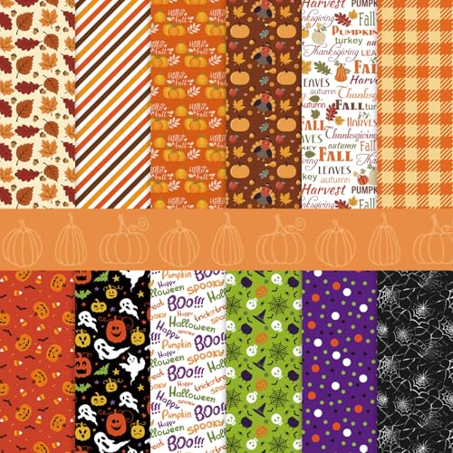 Adurself 24 Blatt Herbst- und Halloween-Musterpapier – 30 x 30 cm, doppelseitig, Geisterfledermaus, Spinnennetz, Kürbisblätter, dekoratives Bastelpapier für Kartenherstellung, Fotoalbum, Tagebuch, DIY Adurself 24 Blatt Herbst- und Halloween-Musterpapier – 30 x 30 cm, doppelseitig, Geisterfledermaus, Spinnennetz, Kürbisblätter, dekoratives Bastelpapier für Kartenherstellung, Fotoalbum, Tagebuch, DIY von Adurself
