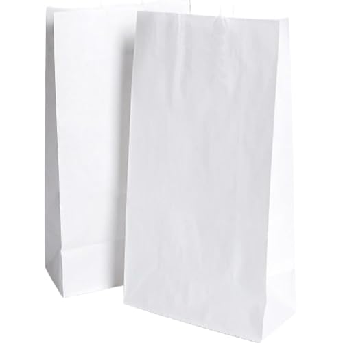 Kraft-Papiertüten weiß mit Bodenfalte, 100 Stück in 10 x 19,0 cm von Adventino