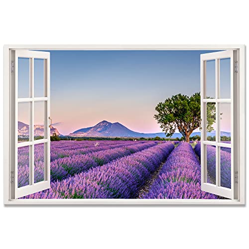 Leinwandbild mit Fensterblick - Lavendelfeld 60 x 40 cm - Keilrahmen mit Druck von Advertising & Displays Werbecenter Berlin GmbH
