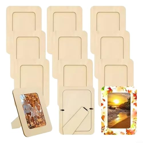 Advokingtap Holz-Bilderrahmen für Bastelprojekte und kreative Foto-Displays für Tisch- oder Wanddekoration, 19,1 x 14,9 cm, 12 Stück von Advokingtap