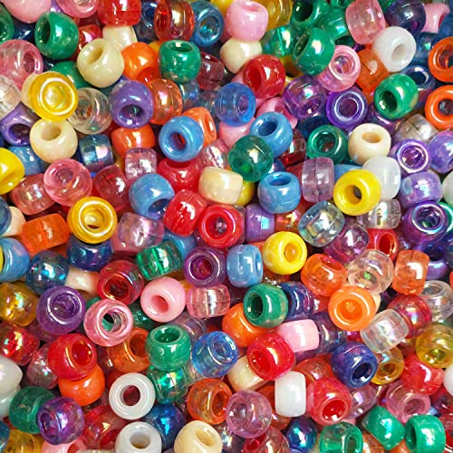 Adwzy 500 Stück Pony Beads 6x9mm AB Bunte mit Großem Loch für Schmuck, Armbänder, Ketten, Schlüsselanhänger, Basteln Adwzy 500 Stück Pony Beads 6x9mm AB Bunte mit Großem Loch für Schmuck, Armbänder, Ketten, Schlüsselanhänger, Basteln von Adwzy