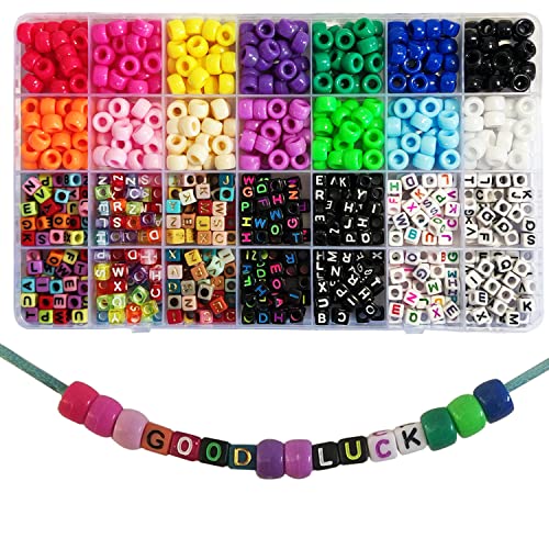 Gxadwzy 770 Stück Pony Perlen 6x9mm und A bis Z Bunt Buchstaben Würfel Perlen für Armbänder Schmuck Basteln von Adwzy