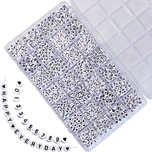 Adwzy 1400 Stück Buchstabenperlen Spacer 7x4mm Buchstaben A-Z Herz perlen und Zahlenperlen für Armbänder Schmuck Basteln Adwzy 1400 Stück Buchstabenperlen Spacer 7x4mm Buchstaben A-Z Herz perlen und Zahlenperlen für Armbänder Schmuck Basteln von Adwzy