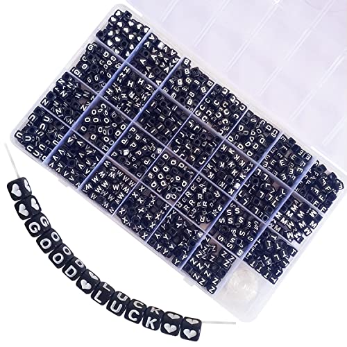 Adwzy 950 Stück Buchstabenperlen Würfel Schwarz 6x6mm Buchstaben A-Z und Herz perlen für Armbänder Schmuck Basteln Adwzy 950 Stück Buchstabenperlen Würfel Schwarz 6x6mm Buchstaben A-Z und Herz perlen für Armbänder Schmuck Basteln von Adwzy