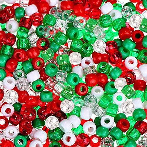 Gxadwzy 500 Stück Pony Beads 6x9mm Bunte Perlen mit Großem Loch für Weihnachtliche Bastelarbeiten und Dekorationen von Adwzy