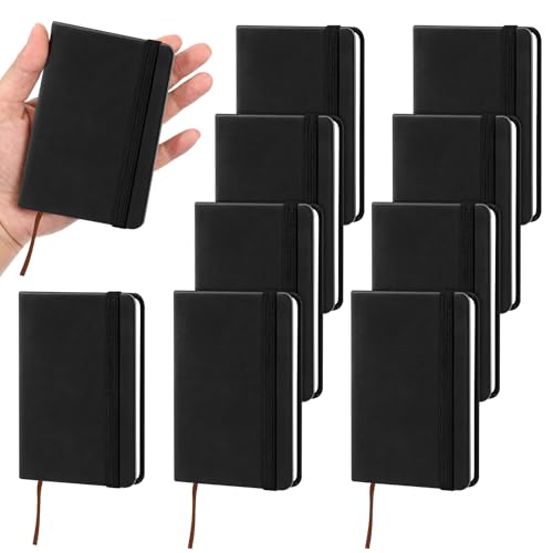 10 PCS Mini Notebook Set, Black Leather Pocket Notepad, 100 Sheets Small Notepad for Office School Travel, 4.3 x 3 Inch Pocket Size Tiny Lined Journal, Small Hardcover Notebook 10 PCS Mini Notebook Set, Black Leather Pocket Notepad, 100 Sheets Small Notepad for Office School Travel, 4.3 x 3 Inch Pocket Size Tiny Lined Journal, Small Hardcover Notebook von Aeaocvo