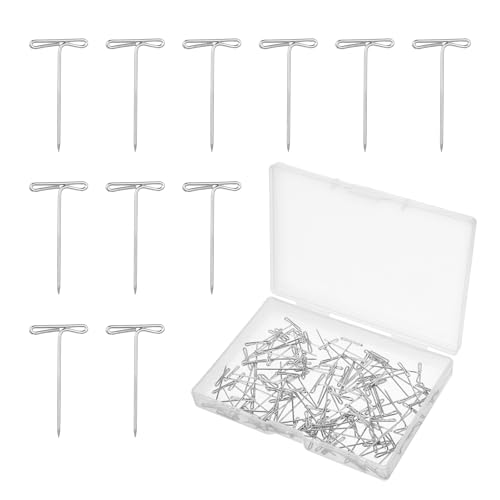 100 Stück T Nadeln, 2,5 cm Perückennadeln für Mannequinkopf, Blockieren Häkelnadeln, gerade Nadeln zum Nähen, Basteln, Quilten, Büro, Dekoration, Edelstahl-Pinnnadel-Set mit transparenter Box von Aeaocvo