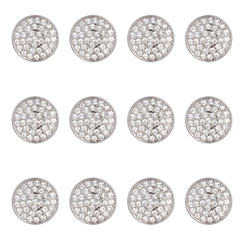 12 Stück 15 mm Strasssteine zum Aufnähen, silberfarbene Vintage-Knöpfe, Strass-Knöpfe für Kleidung, Schuhe, Ohrringe, Gürtel, Handwerk, Nähzubehör von Aeaocvo