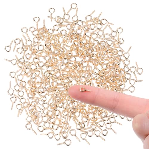 300 Stück Schraubösen für Schmuckherstellung, 10mm x 4,5mm Goldene Ösenhaken, Schraubösen für Bastelarbeiten, Verschlussösen für DIY Schmuckherstellung 300 Stück Schraubösen für Schmuckherstellung, 10mm x 4,5mm Goldene Ösenhaken, Schraubösen für Bastelarbeiten, Verschlussösen für DIY Schmuckherstellung von Aeaocvo