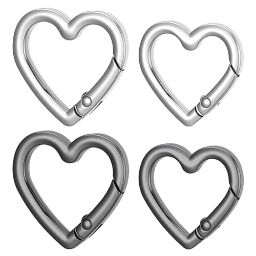 4 Stück herzförmige Schlüsselanhänger-Clips, Triggerfeder-Herzring, niedliche Schlüsselanhänger, Geldbörsenschnallen, Befestigungsringe für Schmuckherstellung, Schlüsselanhänger, Handtasche, DIY 4 Stück herzförmige Schlüsselanhänger-Clips, Triggerfeder-Herzring, niedliche Schlüsselanhänger, Geldbörsenschnallen, Befestigungsringe für Schmuckherstellung, Schlüsselanhänger, Handtasche, DIY von Aeaocvo
